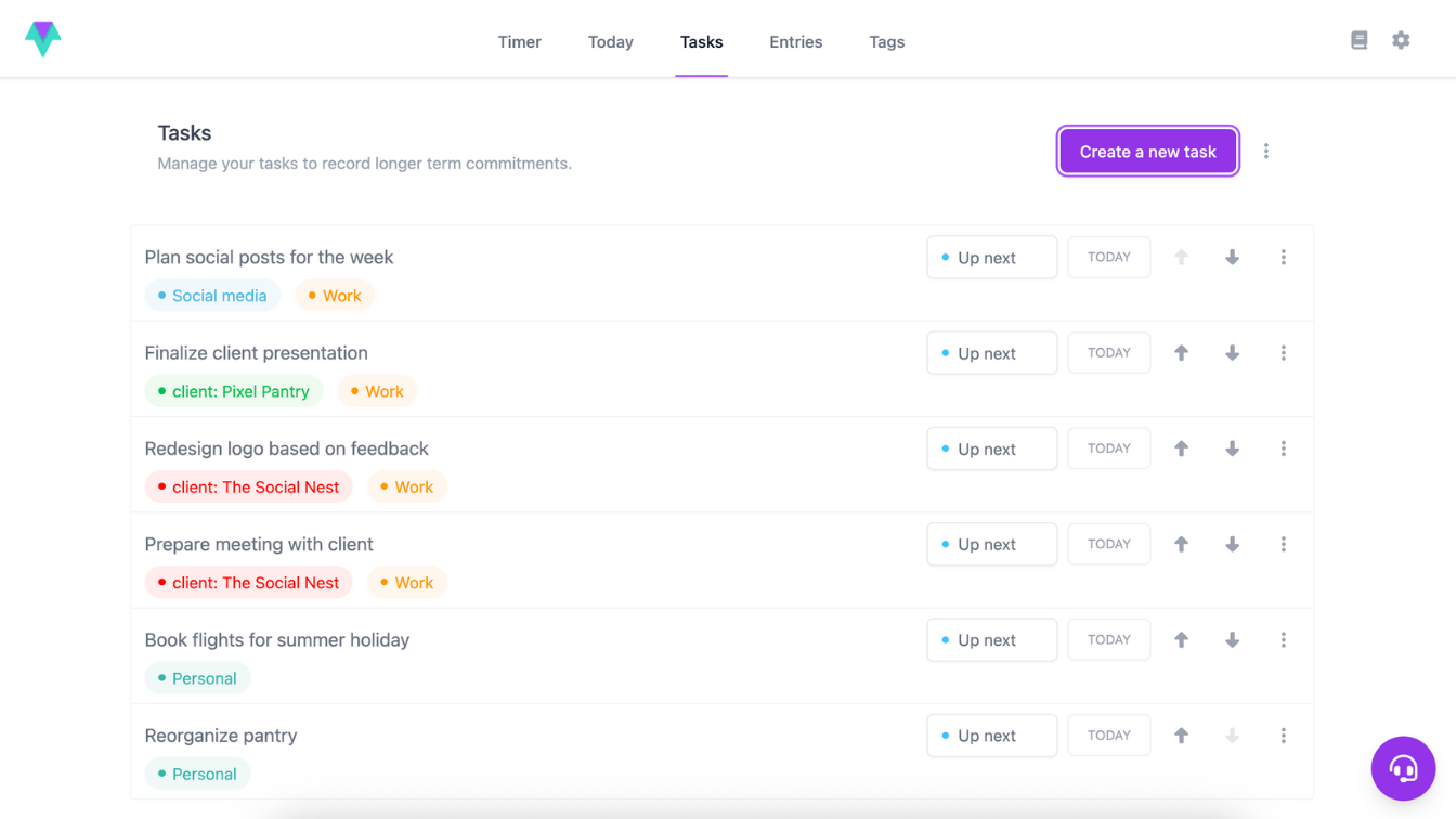 Planning weekly tasks in Time Stream