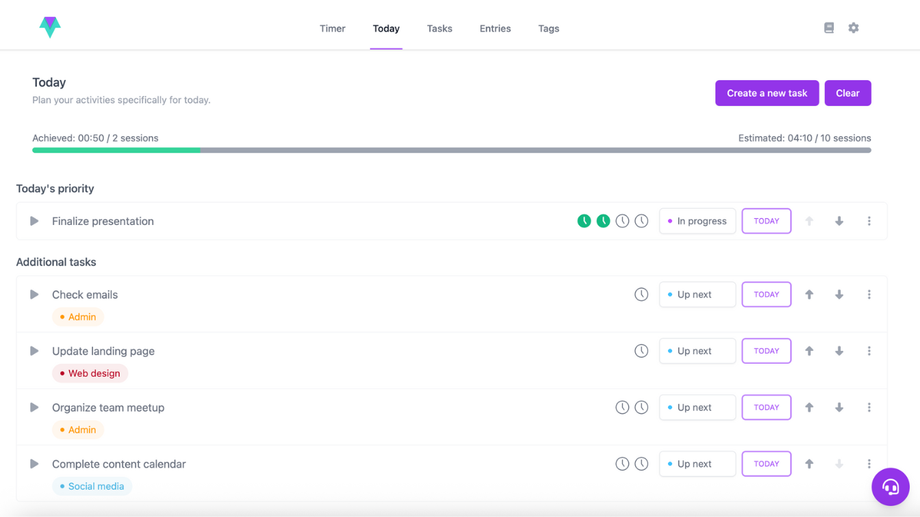 image showcasing the Today screen with the progress bar in Time Stream